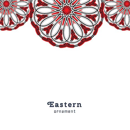 simsearch:400-08650534,k - Vector design with circular ornament in eastern style. Ornate oriental element and place for text. Black, red, white color. Template for invitations, greating cards, flyer pages, brochures. Stock Photo - Budget Royalty-Free & Subscription, Code: 400-08650536