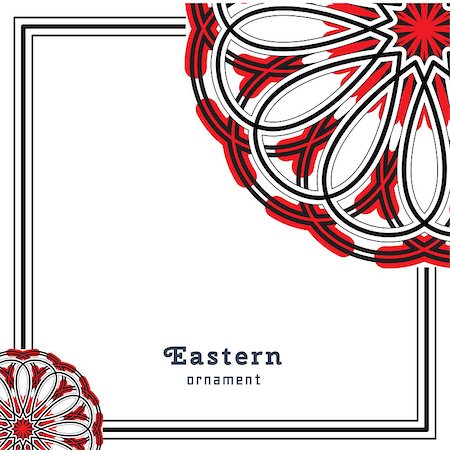 simsearch:400-08650534,k - Vector design with circular ornament in eastern style. Ornate oriental element and place for text in frame. Black, red, white color. Template for invitations, greating cards, flyer pages, brochures. Stock Photo - Budget Royalty-Free & Subscription, Code: 400-08650539