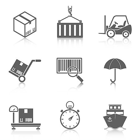 simsearch:400-08499668,k - Logistic icons set reflection. Concepts of delivery, shipping process, ecommerce and logistics Stock Photo - Budget Royalty-Free & Subscription, Code: 400-08650531