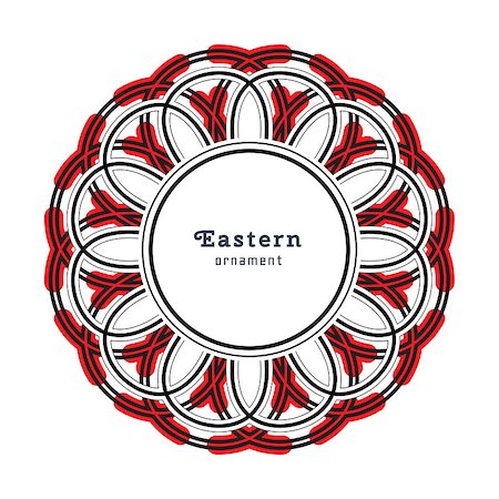 simsearch:400-08650534,k - Vector design with circular ornament in eastern style. Ornate oriental element and round place for text. Black, red, white color. Template for invitations, greating cards, flyer pages, brochures. Stock Photo - Budget Royalty-Free & Subscription, Code: 400-08650532