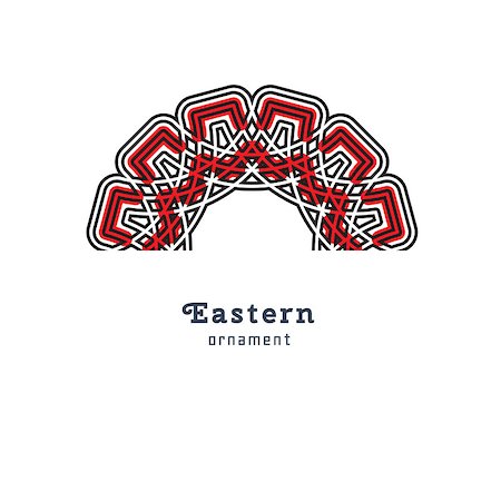 simsearch:400-08650534,k - Vector design with circular ornament in eastern style. Ornate oriental element and place for text. Black, red, white color. Template for invitations, greating cards, flyer pages, brochures. Stock Photo - Budget Royalty-Free & Subscription, Code: 400-08650546