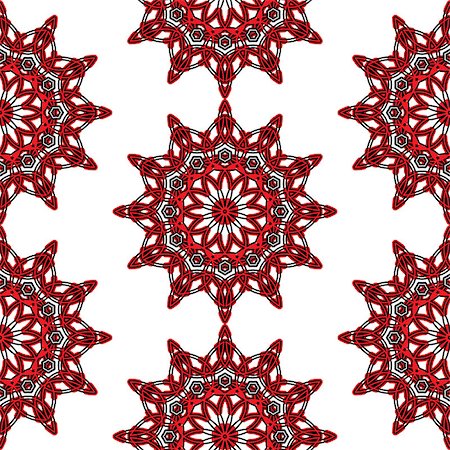 simsearch:400-08650534,k - Geometric eastern seamless ornament for your design. Black, red, white color. Stock Photo - Budget Royalty-Free & Subscription, Code: 400-08650542