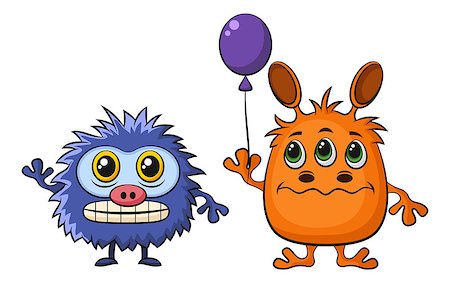 Set of Cute Different Cartoon Monsters, Colorful Characters with Toy Balloon, Elements for your Design, Prints and Banners, Isolated on White Background. Vector Stock Photo - Budget Royalty-Free & Subscription, Code: 400-08650608