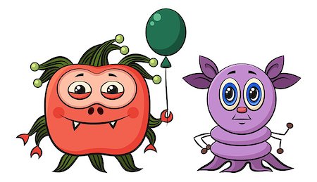simsearch:400-07332399,k - Set of Cute Different Cartoon Monsters, Colorful Characters with Toy Balloon, Elements for your Design, Prints and Banners, Isolated on White Background. Vector Stock Photo - Budget Royalty-Free & Subscription, Code: 400-08650609