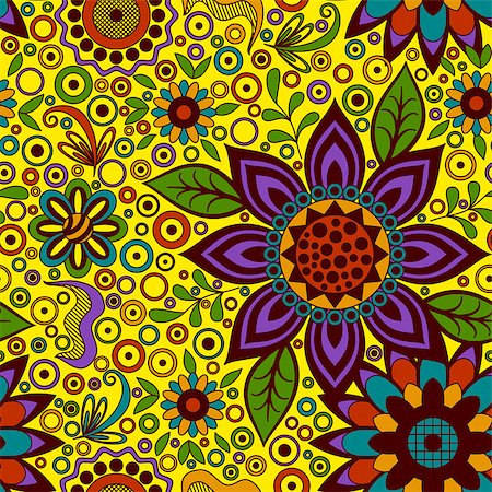 simsearch:400-08752377,k - Abstract Seamless Background with Symbolical Colorful Patterns and Floral Ornaments. Vector Stockbilder - Microstock & Abonnement, Bildnummer: 400-08650681