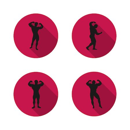 Set of round icons athletes with a long diagonal shadow, vector illustration. Stockbilder - Microstock & Abonnement, Bildnummer: 400-08650692