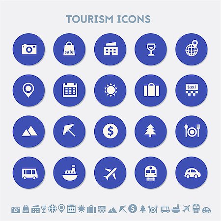 plane tablet - Modern flat design material tourism icons collection Stock Photo - Budget Royalty-Free & Subscription, Code: 400-08650755
