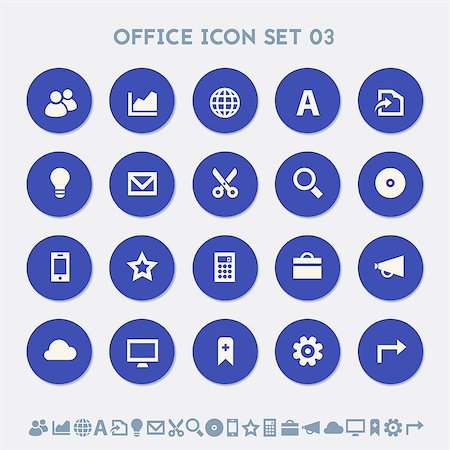 Modern flat design material office 3 icons collection Stock Photo - Budget Royalty-Free & Subscription, Code: 400-08650753