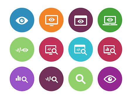 simsearch:400-07902734,k - Observation and Monitoring circle icons on white background. Vector illustration. Photographie de stock - Aubaine LD & Abonnement, Code: 400-08650896