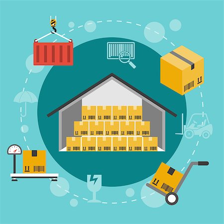 simsearch:400-08499668,k - Warehouse flat illustration. Set of storage flat icons Stock Photo - Budget Royalty-Free & Subscription, Code: 400-08650906