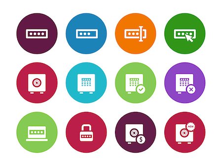 simsearch:400-08919372,k - Password circle icons on white background. Vector illustration. Stock Photo - Budget Royalty-Free & Subscription, Code: 400-08650901