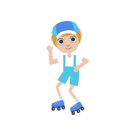 Boy On Roller Skates Colorful Simple Design Vector Drawing Isolated On White Background Stock Photo - Budget Royalty-Free & Subscription, Code: 400-08650959