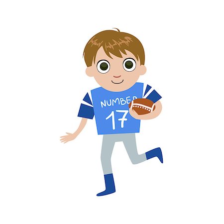 Young Football Player Simple Design Illustration In Cute Fun Cartoon Style Isolated On White Background Stock Photo - Budget Royalty-Free & Subscription, Code: 400-08650965