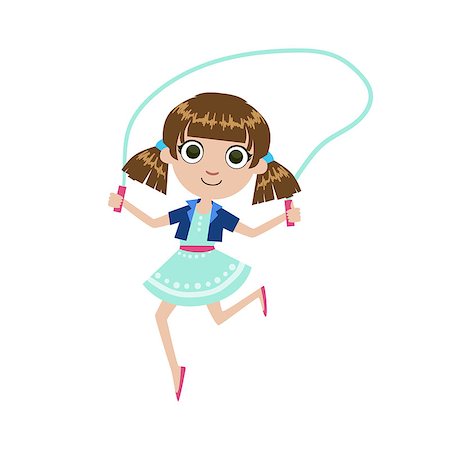 drawing practice - Girl With The Skipping Rope Simple Design Illustration In Cute Fun Cartoon Style Isolated On White Background Stock Photo - Budget Royalty-Free & Subscription, Code: 400-08650967