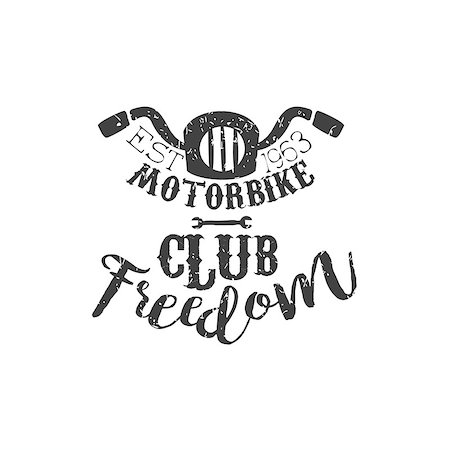 simsearch:400-08651035,k - Motorbike Club Freedom Vintage Emblem. Monochrome Vector Design Labels On White Background Fotografie stock - Microstock e Abbonamento, Codice: 400-08650984