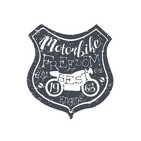 simsearch:400-08650986,k - Motorbike Freedom Vintage Emblem. Monochrome Vector Design Labels On White Background Stock Photo - Budget Royalty-Free & Subscription, Code: 400-08650987