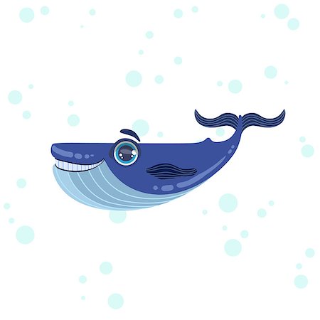simsearch:400-08506015,k - Blue Whale Bright Color Cartoon Style Vector Illustration Isolated On White Background Foto de stock - Super Valor sin royalties y Suscripción, Código: 400-08651004