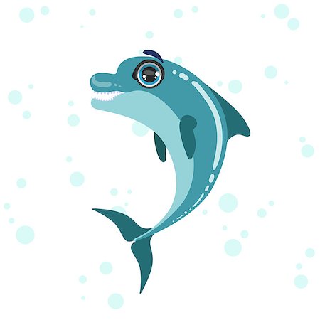 simsearch:400-08506015,k - Bottlenose Dolphin Bright Color Cartoon Style Vector Illustration Isolated On White Background Foto de stock - Super Valor sin royalties y Suscripción, Código: 400-08651008
