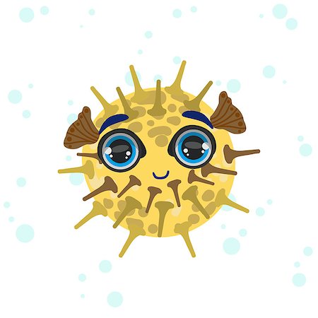 simsearch:400-08651005,k - Porcupine Fish Bright Color Cartoon Style Vector Illustration Isolated On White Background Stock Photo - Budget Royalty-Free & Subscription, Code: 400-08651016