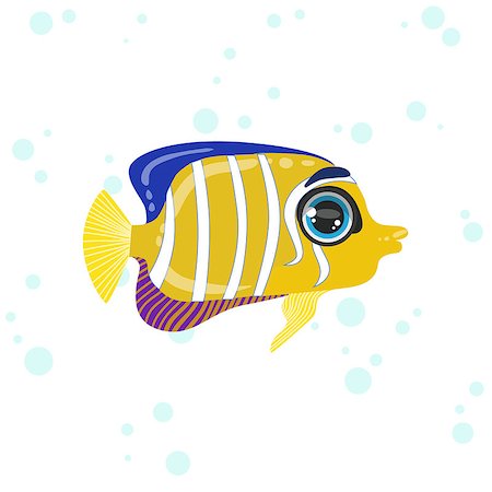 simsearch:400-08651005,k - Angel Fish Bright Color Cartoon Style Vector Illustration Isolated On White Background Stock Photo - Budget Royalty-Free & Subscription, Code: 400-08651012