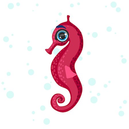 simsearch:400-08651005,k - Pink Seahorse Bright Color Cartoon Style Vector Illustration Isolated On White Background Stock Photo - Budget Royalty-Free & Subscription, Code: 400-08651013