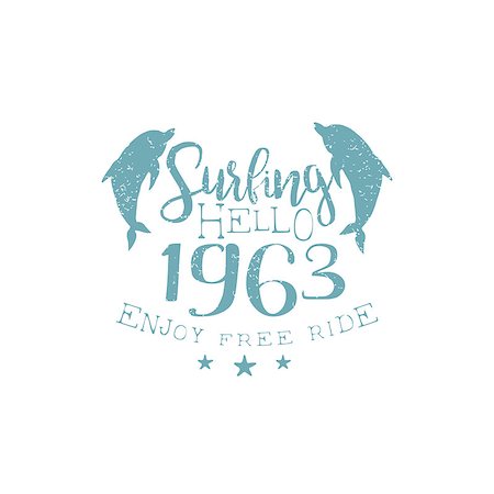 simsearch:400-08651035,k - Summer Holydays Vintage Emblem With Dalophins Creative Vector Design Stamp With Text Elements On White Background Fotografie stock - Microstock e Abbonamento, Codice: 400-08651025