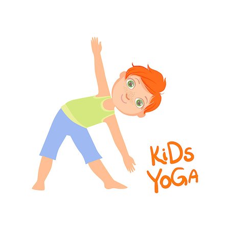 physical education - Boy In Triangle Pose Bright Color Cartoon Childish Style Flat Vector Drawing On White Background Photographie de stock - Aubaine LD & Abonnement, Code: 400-08651075