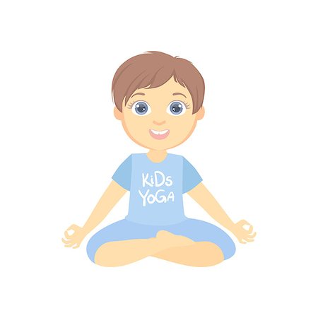 physical education - Boy Sitting In Lotus Pose Bright Color Cartoon Childish Style Flat Vector Drawing On White Background Photographie de stock - Aubaine LD & Abonnement, Code: 400-08651077