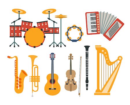 simsearch:400-08706797,k - Music Instruments Realistic Simple Vector Designed Icon Collection On White Background Photographie de stock - Aubaine LD & Abonnement, Code: 400-08651103