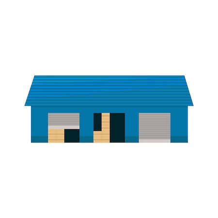 fête enfantine - Blue Storehouse Building Simplified Flat Vector Design Colorful Illustration On White Background Foto de stock - Super Valor sin royalties y Suscripción, Código: 400-08651124