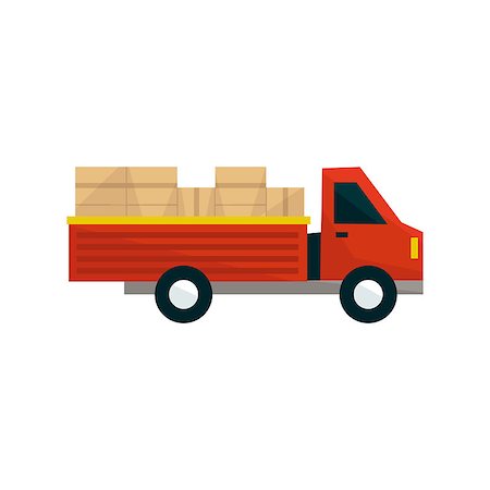 simsearch:400-08499668,k - Open Deck Cargo Truck Simplified Flat Vector Design Colorful Illustration On White Background Stock Photo - Budget Royalty-Free & Subscription, Code: 400-08651127