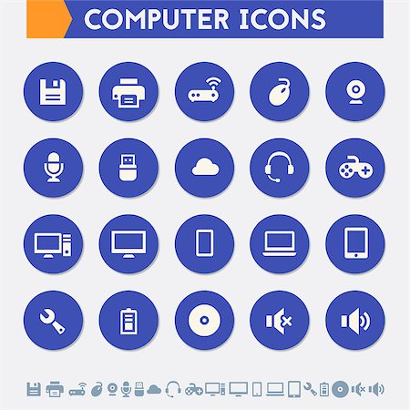 Modern flat design material computer icons collection Stock Photo - Budget Royalty-Free & Subscription, Code: 400-08651335