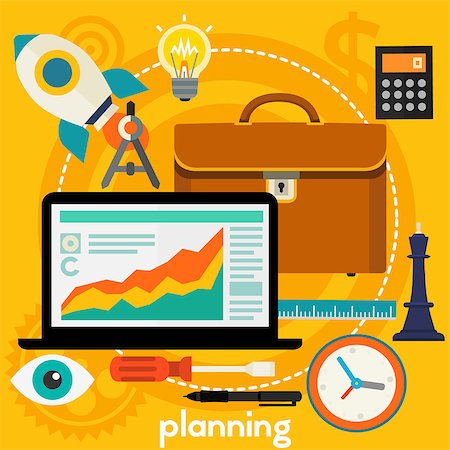 simsearch:400-08652442,k - Business Planning concept banner. Square composition, vector illustration Foto de stock - Super Valor sin royalties y Suscripción, Código: 400-08651341