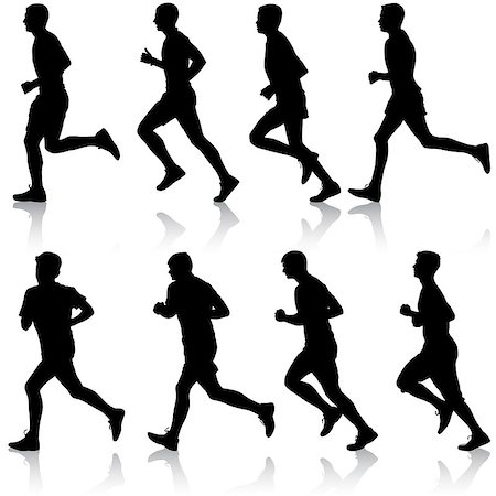 simsearch:400-04273380,k - Set of silhouettes. Runners on sprint, men. vector illustration. Foto de stock - Super Valor sin royalties y Suscripción, Código: 400-08651354