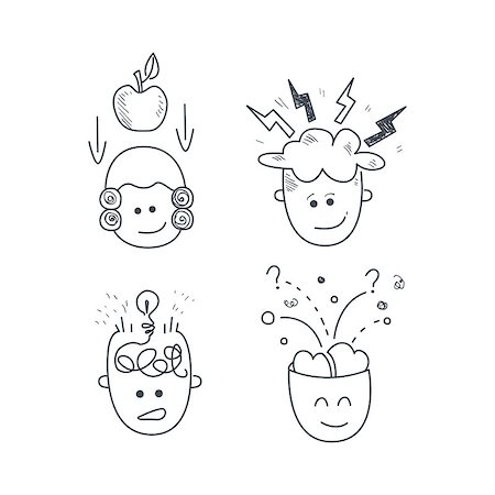 sketch characters - Man Characters With The Idea Set Funny Hand Drawn Childish Illustration In Funny Comic Style On White Background Stock Photo - Budget Royalty-Free & Subscription, Code: 400-08651429
