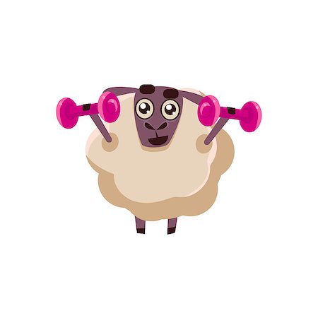 simsearch:400-08556550,k - Sheep Training In Gym Cute Childish Style Bright Color Design Icon Isolated On White Background Fotografie stock - Microstock e Abbonamento, Codice: 400-08651494