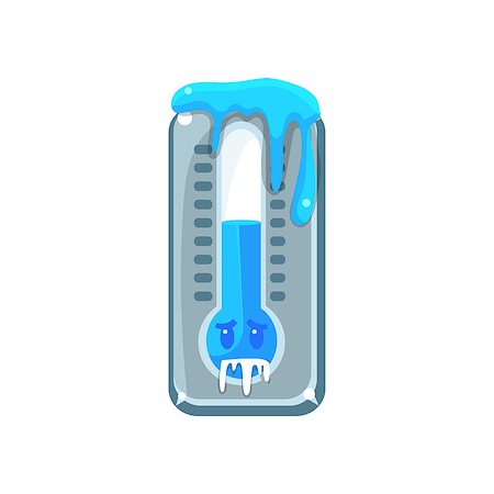 freezing thermometer - Thermometer Frozen With Ice Cute Childish Style Bright Color Design Icon Isolated On White Background Stock Photo - Budget Royalty-Free & Subscription, Code: 400-08651559