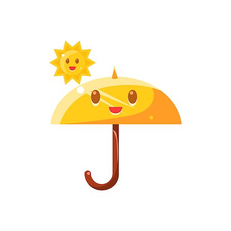 sun protection cartoon - Umbrella Hot Under Sun Cute Childish Style Bright Color Design Icon Isolated On White Background Stock Photo - Budget Royalty-Free & Subscription, Code: 400-08651561
