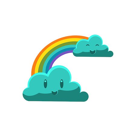 simsearch:400-08777732,k - Two Clouds Connected With The Rainbow Cute Childish Style Bright Color Design Icon Isolated On White Background Stock Photo - Budget Royalty-Free & Subscription, Code: 400-08651562