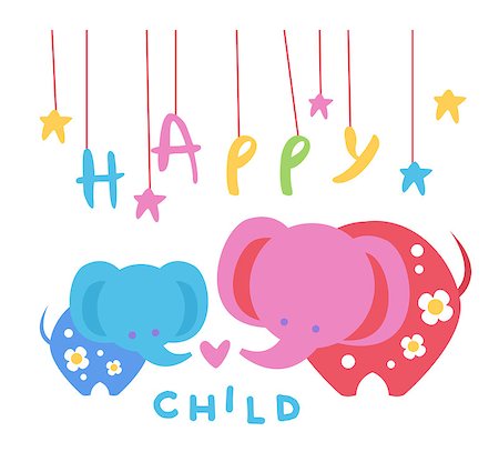 simsearch:400-08654218,k - Happy Child Backdrop Illustration With Elephants Mother And Baby In Cute Childish Flat Vector Design On White Background Photographie de stock - Aubaine LD & Abonnement, Code: 400-08651592
