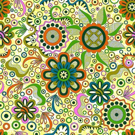 simsearch:400-08752377,k - Abstract Seamless Background with Symbolical Colorful Patterns and Floral Ornaments. Vector Stockbilder - Microstock & Abonnement, Bildnummer: 400-08651638