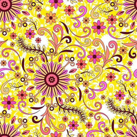 simsearch:400-08752377,k - Abstract Seamless Background with Symbolical Colorful Patterns and Floral Ornaments. Vector Stockbilder - Microstock & Abonnement, Bildnummer: 400-08651728