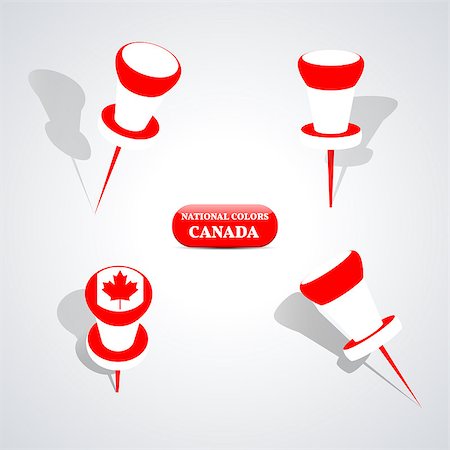 Set of pushpin in the national colors of Canada, vector illustration. Photographie de stock - Aubaine LD & Abonnement, Code: 400-08651761