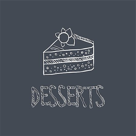 dessert to sketch - Dessert Sketch Style Chalk On Blackboard Menu Item Vector Illustration Hand Drawn On Dark Background Stock Photo - Budget Royalty-Free & Subscription, Code: 400-08651918