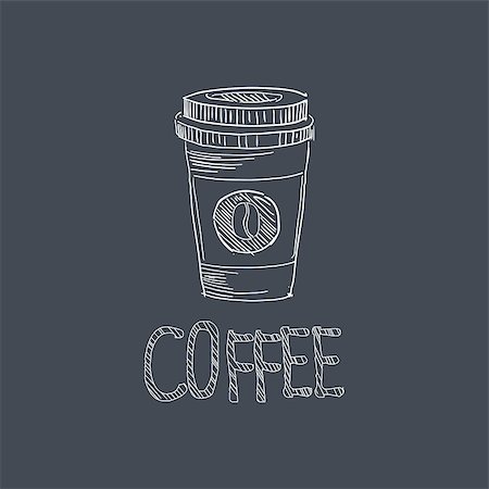 simsearch:400-08654097,k - Coffee Sketch Style Chalk On Blackboard Menu Item Vector Illustration Hand Drawn On Dark Background Stockbilder - Microstock & Abonnement, Bildnummer: 400-08651910