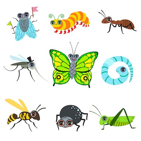 Insect Cartoon Images Collection In Cute Girly Style Flat Isolated Icons On White Background Foto de stock - Super Valor sin royalties y Suscripción, Código: 400-08652001