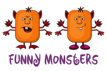 simsearch:400-06738068,k - Set of Funny Colorful Cartoon Characters, Different Angry Monsters Waving their Paws, Elements for your Design, Prints and Banners, Isolated on White Background. Vector Stock Photo - Budget Royalty-Free & Subscription, Code: 400-08652073