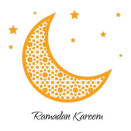 Ramadan Kareem moon with muslim ornament. Ramadan greeting card. Ramadan vector. Ramazan moon and yellow stars. Vector illustration. Stock Photo - Budget Royalty-Free & Subscription, Code: 400-08652091