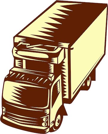 refrigerated trucking - Illustration of a refrigerated truck viewed from hi-angle set on isolated background done in retro woodcut style. Stock Photo - Budget Royalty-Free & Subscription, Code: 400-08652148