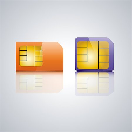 Set realistic SIM card with a mirror reflection, vector illustration. Stockbilder - Microstock & Abonnement, Bildnummer: 400-08652360